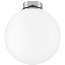 Plafoniera city in metallo cromato con diffusore in vetro bianco 20 cm. - Bianco