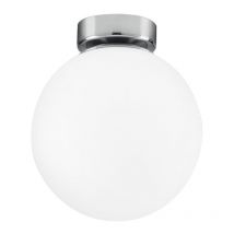 "Plafoniera CITY in metallo cromato con diffusore in vetro bianco 15 cm."