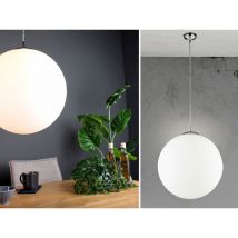 Große Pendelleuchte CITY 1 flammig Glaskugel Weiß satiniert, Ø 45cm