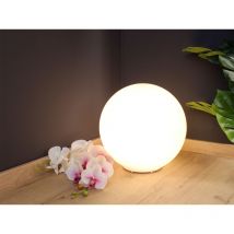 Große Tischleuchte Kugel CITY - Glaskugel Weiß satiniert, Ø 35cm