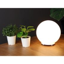 Kleine Tischleuchte Kugel CITY - Glaskugel Weiß satiniert Ø 20cm