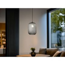 Pendelleuchte ASHFORD Relief Kristallglas transparent Grau Ø20cm