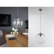 Pendelleuchte NEREIDE Wellenmuster Klarglas Transparent Klar, Ø 33cm