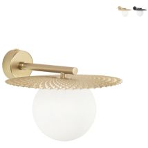 Vintage-wandleuchte Aus Metall Mit Rundem, Weißem Glasdiffusor Chaplin Ap - Gold