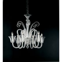 Chandelier sans abats jours Palace Verre Chrome 6 ampoules cm