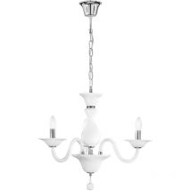 Lampadario a sospensione soffio in vetro bianco a tre luci - Bianco