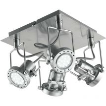 Spot techno orientabile in metallo nichel con tre lampadine incluse - Nichel