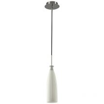 Suspension design Swing Verre,structure Acier blanc 1 ampoule cm