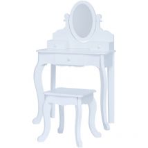 Fantasy Fields di Teamson Rapunzel Set da toeletta per bambini con specchio, cassetti e sedia Sgabello per bambini bianco TD-12851B - Bianco