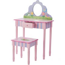 Teamson Kids - Fantasy Fields - Gioca Magic Garden Vanity tavolo e sgabello set con il Real Specchio Bambini Mobili in legno TD-13245A - Multicolore