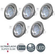B.k.licht - Faretti da incasso a led Set di 5 faretti da incasso a soffitto Luce ultrapiatta 5W orientabile