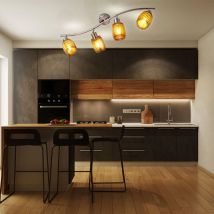 Faretti soggiorno in legno plafoniera faretti in rovere nichel mobile strip light Nino 81040446