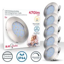 Faretti led da incasso dimmerabili, led integrati 5,5W, diametro foro 60mm, faretti da bagno ultrasottili, luce calda, set da 5, resistenti agli