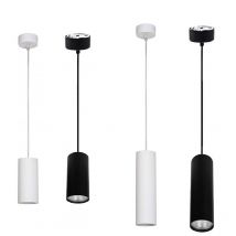 Faretto cilindro pendente a sospensione con attacco gu10 bianco nero 15 e 30 cm Bianco 30 cm