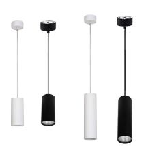 Faretto cilindro pendente a sospensione con attacco gu10 bianco nero 15 e 30 cm Nero 30 cm