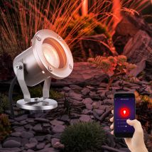 Globo - Faretto da giardino GU10 con picchetto faretto da esterno faretto da giardino faretto da terra IP65 orientabile, controllo tramite App, Smart