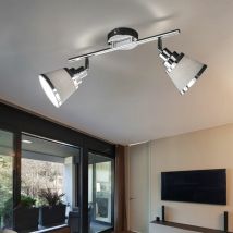 Wofi - Faretto da soffitto, 2 fiamme, faretto, plafoniera, faretti mobili, metallo cromato grigio tessile, 2x prese E14, LxPxH 36,5x11,3x21,5 cm,