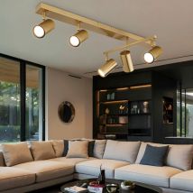 Faretto da soffitto Lampada da soffitto a 5 luci lampada da soggiorno dorata, faretti mobili, 5x GU10, LxH 70 x 17 cm