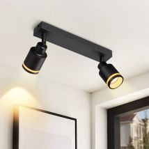Faretto da Soffitto Nero Gbly Plafoniera Moderna:Orientabili a 2 Lampadina Faretti GU10 in Metallo Plafoniera Faretto da Parete per Interni per