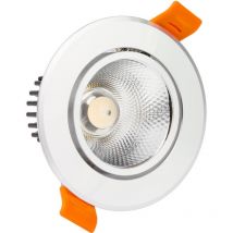 Downlight led 12W cob Orientabile Circolare Argento Foro ø 90mm No Flicker Bianco Caldo No Flicker 3000K