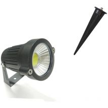 Faretto faro cob led da giardino 5W watt supporto picchetto luce fredda ip 65