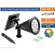 Faretto lampada led con picchetto da giardino 7W IP65 con pannello solare e sensore crepuscolare