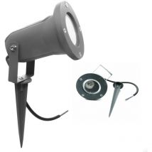 Faretto led segnapasso GU10 nero con picchetto da giardino IP66 lampada sostituibile