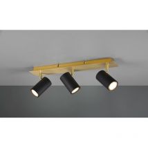 Faretto Marley Piastra Rettangolare Oro 3 Spot Cilindrici Neri Orientabili Trio Lighting