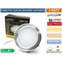 FARETTO LED ROTONDO ULTRA SLIM 3W DA INCASSO 240LM BIANCO CALDO NATURALE FREDDO - Colore Luce: Bianco Caldo