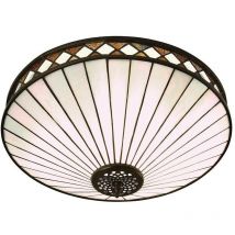 Interiors 1900 - Interiors Fargo - 2 Light Medium Ceiling Flush Light Dark Bronze, Tiffany Glass, E27