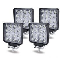 Faro da lavoro a led 4 48W quadrato 12V faro aggiuntivo 4320LM riflettore fuoristrada faro faro lampada da lavoro bianco freddo per suv, utv, atv
