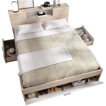 DMORA – Lit simple 190x90 cm – Structure moderne en mélaminé – Dimensions : 149,6x218,5x95 cm – Idéal pour chambre enfant