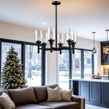 Farmhouse Ferris Wheel Glass Chandelier - 6-Light