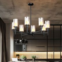 Farmhouse Ferris Wheel Glass Chandelier - 8-Light