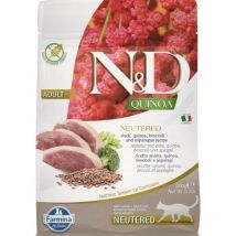 N&d Quinoa Cat Ente, Brokkoli, Spargel Neutered Adult - Trockenfutter für Katzen - 300 g - Farmina