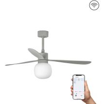 Faro Barcelona - Faro Amelia Ventilateur de Plafond Led Gris Grande Boule Smart 20W 2700K, 6 Vitesses