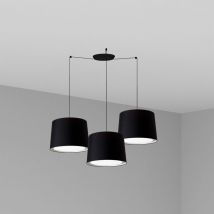 Faro Barcelona - Faro conga - Lampe suspendue triple cylindrique en grappe noire, E27