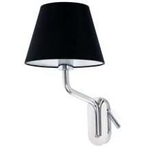 Faro Eterna Left Chrome, Black Shade Table Lamp With Reading Light