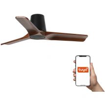 Faro Heywood Tub Kleiner Deckenventilator mit 3 Flügeln, Mattschwarz, Walnuss, Tuya Smart System
