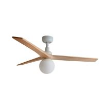 Faro KLIM Ventilatore da soffitto DC Smart Motor bianco medio, legno di quercia chiara con luce E27 a 6 velocità