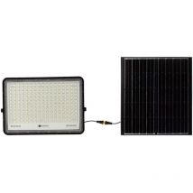 V-tac VT-240W Schwarzer LED-Strahler mit 30-W-Solarpanel und Fernbedienung, LED-Flutlicht mit austauschbarer Batterie, 6400 k, 3 m Kabel – 7829