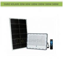 Faro proiettore led solare con telecomando e pannello per esterno impermeabile luce bianco lampada per giardino 200w