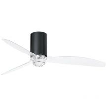Faro mini tube - led Shiny Black, Transparent Ceiling Fan with dc Smart Motor - Remote Included, 3000K