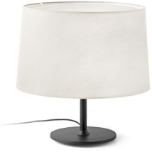 Faro Windsor Tischleuchte Mit Rundem Konischem Schirm Mattschwarz, Leinen 1x E27