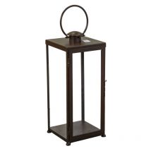 Farol cuadrado de metal gris tórtola cm30x30h73/95