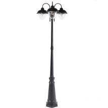 Farola de jardín moderna 3 luces lámpara poste camino exterior aluminio material sintético negro Banka