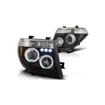 Faros doble halo llantas nissan navara D40/PATHFINDER 05-10 angel eyes negro