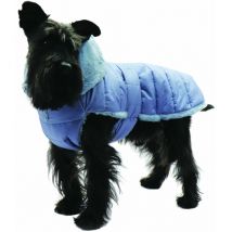 Fashion Dog - Hunde-Steppmantel mit Kunstpelz-Futter - Azzurro - 33 cm