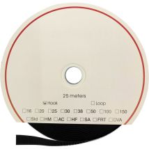 Fastech - T0102099990125 Klettband zum Aufnähen Haftteil (l x b) 25000 mm x 20 mm Schwarz 25 m