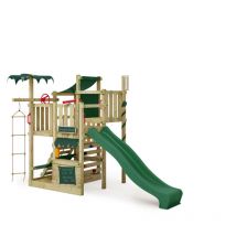 Fatmoose - Tour de jeux CrazyCoconut Club xxl avec mur d'escalade, Bac à sable et toboggan – vert